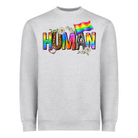 Heather Grey human with daisies Heavyweight Sweatshirt - texasbilliewilder