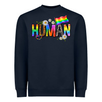 Navy human with daisies Heavyweight Sweatshirt - texasbilliewilder