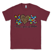 Burgundy peace love autism1 Classic Tee - CowhideDigitalArt