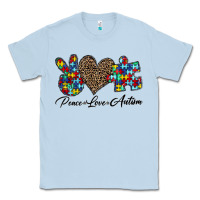 Dusty Blue peace love autism1 Classic Tee - CowhideDigitalArt