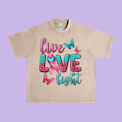 Live Love Fight Breast Cancer Urban Heavy Tee Designed By Texasbilliewilder