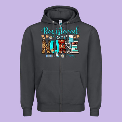 Registered Nurse Zipper Hoodie Designed By Bundleandbundleshop