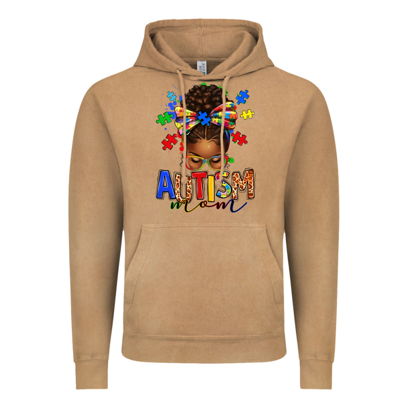 Autism Mom Afro Messy Bun Vintage Hoodie by texasbilliewilder | Teevron