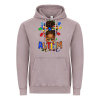 Vintage Zinc autism mom afro messy bun Vintage Hoodie - texasbilliewilder