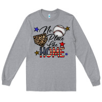 Heather Grey no place like home Long Sleeve Tee - CowhideDigitalArt