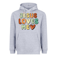 Heather Grey jesus loves me Heavyweight Hoodie - MaliasSmallBusiness