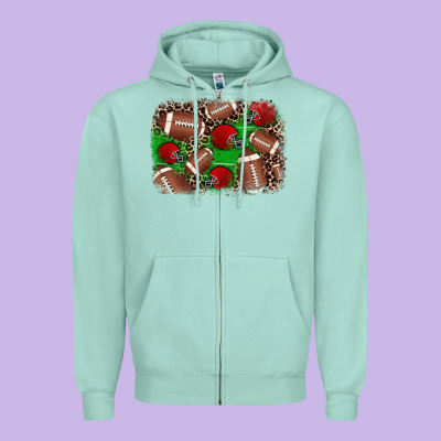 American Football Helmet Background Zipper Hoodie Designed By Jahusdesignshop