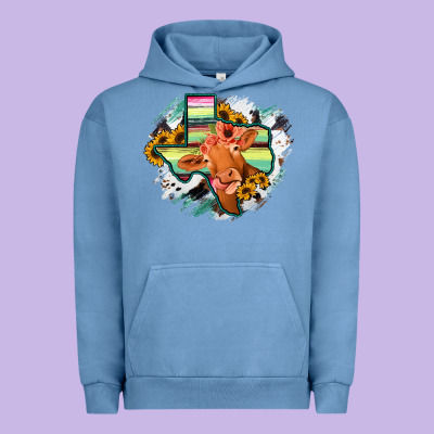 Western Texas Flag Cow Portrarit Urban Hoodie Designed By Bettercallsaul