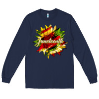 Navy juneteenth sunflower black lives matter Long Sleeve Tee - HRA Design Shop
