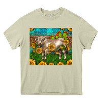 Mossy Western Charolais Bull With Sunflowers Heavy Core Tee - LillyAllenDesigns
