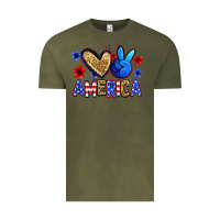 Vintage Olive peace love america Vintage Tee - Zillion Design Studio