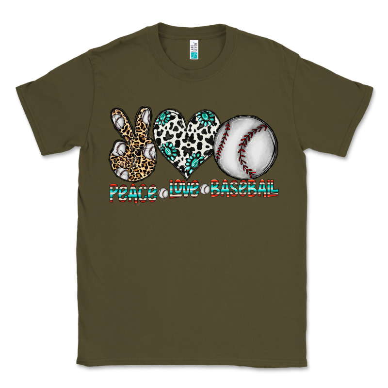 Peace Love Baseball Classic Tee by CowhideDigitalArt | Teevron