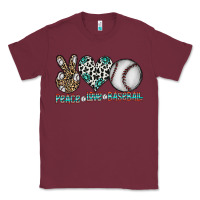 Burgundy peace love baseball Classic Tee - CowhideDigitalArt
