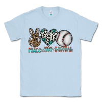 Dusty Blue peace love baseball Classic Tee - CowhideDigitalArt