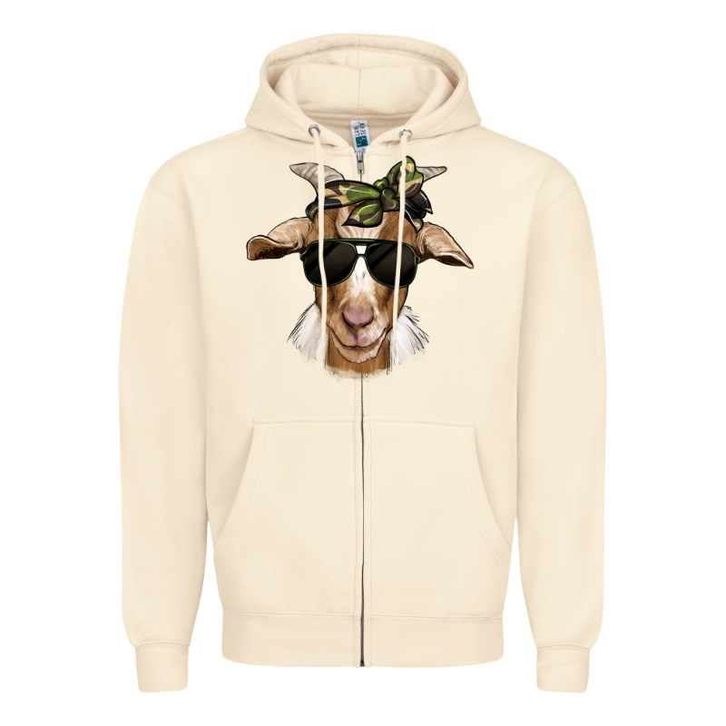 Camouflage Bandana Goat Zipper Hoodie by Jasminsmagicworld | Teevron