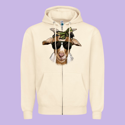 Camouflage Bandana Goat Zipper Hoodie Designed By Jasminsmagicworld