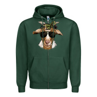 Sports Green camouflage bandana goat Zipper Hoodie - Jasminsmagicworld