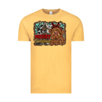 Vintage Mustard merry christmas highland cow Vintage Tee - RanaPortraitStore