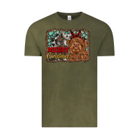 Vintage Olive merry christmas highland cow Vintage Tee - RanaPortraitStore