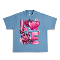 Pebble Blue Love Cancer with Heart Urban Heavy Tee - texasbilliewilder