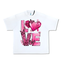 White Love Cancer with Heart Urban Heavy Tee - texasbilliewilder