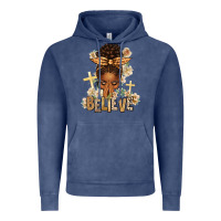 Vintage Denim believe praying afro messy bun Vintage Hoodie - texasbilliewilder