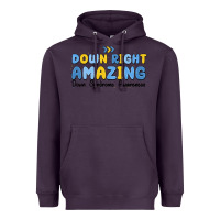 Plum down right amazing down syndrome awareness Heavyweight Hoodie - MaliasSmallBusiness