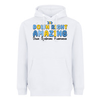 White down right amazing down syndrome awareness Heavyweight Hoodie - MaliasSmallBusiness