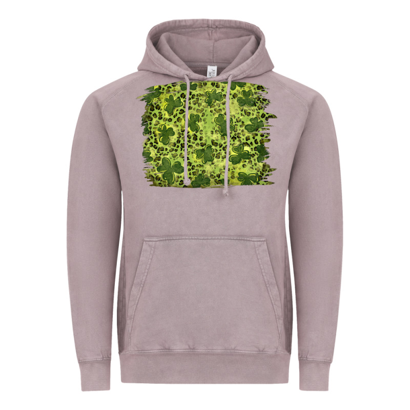 St Patrick's Day Shamrock Leopard Background Vintage Hoodie by RanaPortraitStore | Teevron