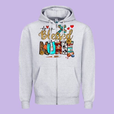 Blessed Nurse Zipper Hoodie Designed By Bundleandbundleshop