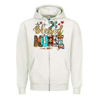 Oatmeal Heather blessed nurse Zipper Hoodie - BundleAndBundleShop