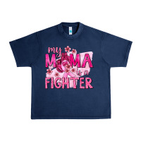 Navy My Mama Is a Fighter with Ribbon Urban Heavy Tee - texasbilliewilder