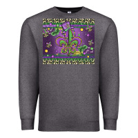 Charcoal Heather mardi gras fleur de lis Premium Sweatshirt - MaliasSmallBusiness