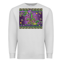 Dove Grey mardi gras fleur de lis Premium Sweatshirt - MaliasSmallBusiness