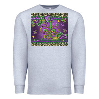 Heather Grey mardi gras fleur de lis Premium Sweatshirt - MaliasSmallBusiness