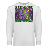 Oatmeal Heather mardi gras fleur de lis Premium Sweatshirt - MaliasSmallBusiness