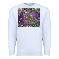 White mardi gras fleur de lis Premium Sweatshirt - MaliasSmallBusiness