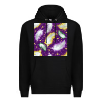 Black Mardi Gras Feathers seamless pattern Premium Hoodie - BundleAndBundleShop