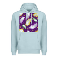 Blue Mist Mardi Gras Feathers seamless pattern Premium Hoodie - BundleAndBundleShop
