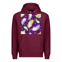 Burgundy Mardi Gras Feathers seamless pattern Premium Hoodie - BundleAndBundleShop