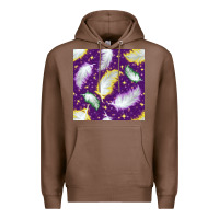 Chestnut Mardi Gras Feathers seamless pattern Premium Hoodie - BundleAndBundleShop