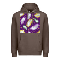 Coffee Mardi Gras Feathers seamless pattern Premium Hoodie - BundleAndBundleShop