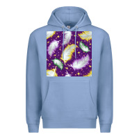 Colony Blue Mardi Gras Feathers seamless pattern Premium Hoodie - BundleAndBundleShop