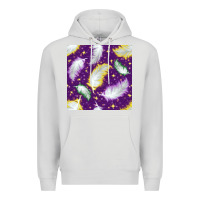 Dove Grey Mardi Gras Feathers seamless pattern Premium Hoodie - BundleAndBundleShop