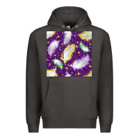 Smoke Mardi Gras Feathers seamless pattern Premium Hoodie - BundleAndBundleShop