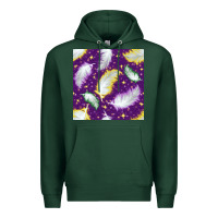 Sports Green Mardi Gras Feathers seamless pattern Premium Hoodie - BundleAndBundleShop