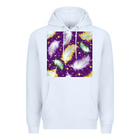 White Mardi Gras Feathers seamless pattern Premium Hoodie - BundleAndBundleShop