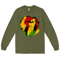 Army Green juneteenth fist Long Sleeve Tee - HRA Design Shop