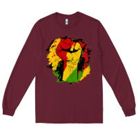 Burgundy juneteenth fist Long Sleeve Tee - HRA Design Shop