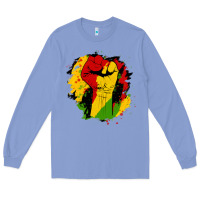 Colony Blue juneteenth fist Long Sleeve Tee - HRA Design Shop